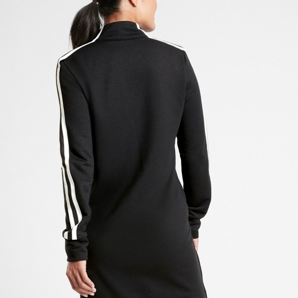 ATHLETA Crosstown Track Dress Black white stripe size small - Picture 3 of 8